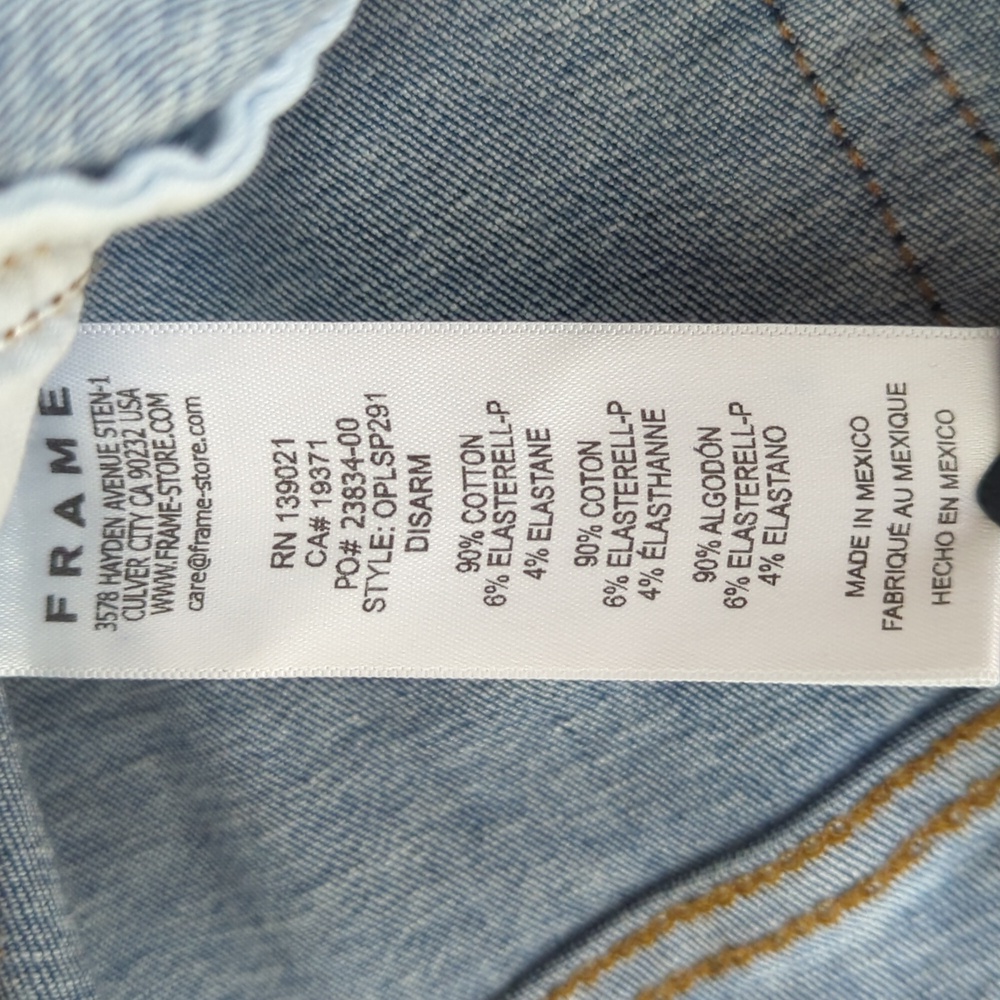 Frame Slim Palazzo Disarm Medium Wash High Waisted Wide Straight Leg Jeans 28 - Picture 9 of 15